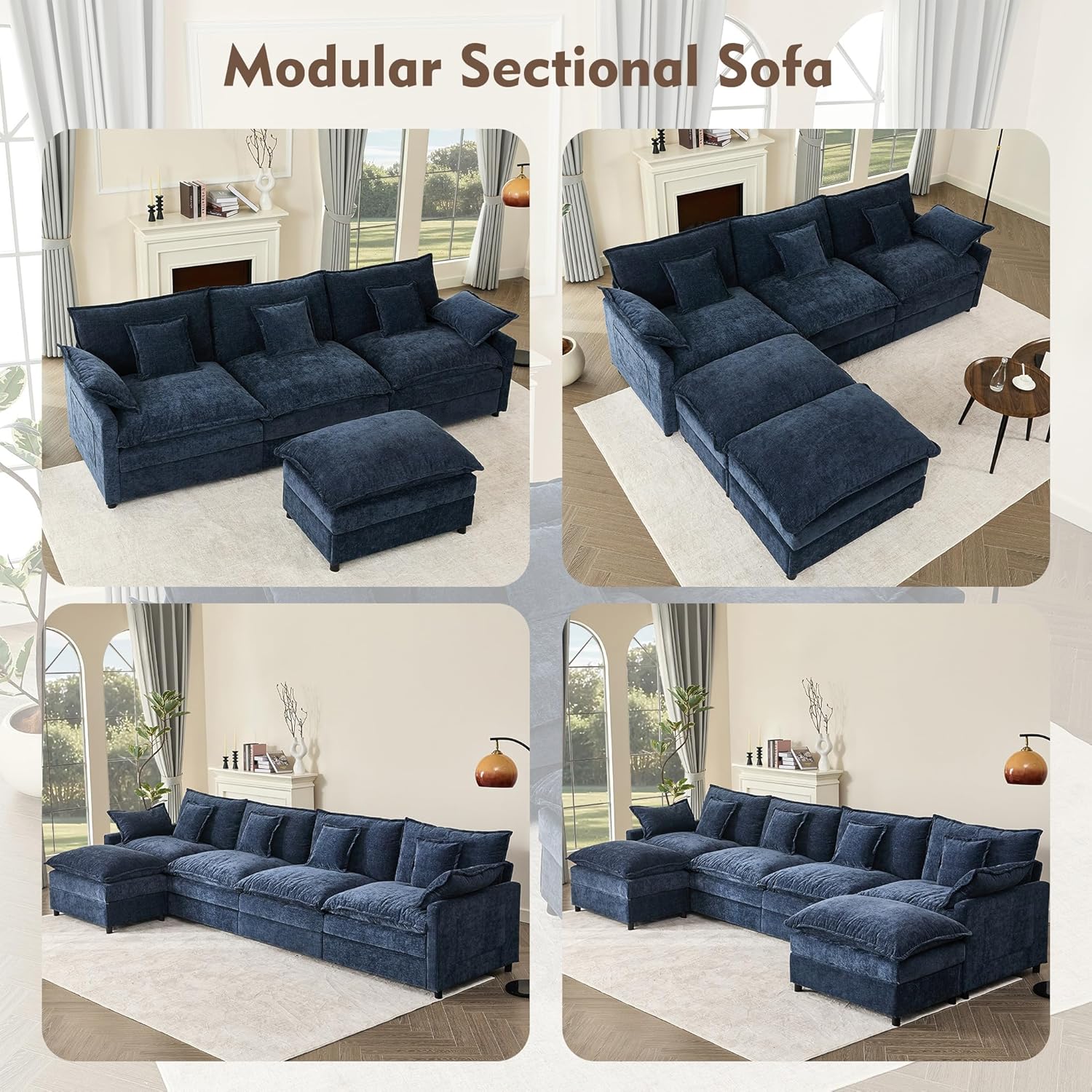 108" U-shaped sofa modular sofa Comfortable cloud sofa
